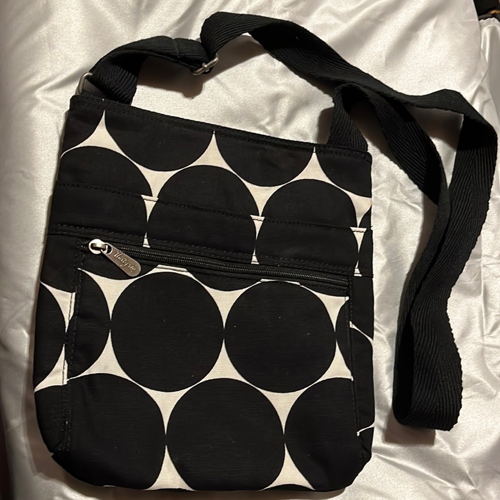 thirty-one Black and White Polka Dot Crossbody Bag